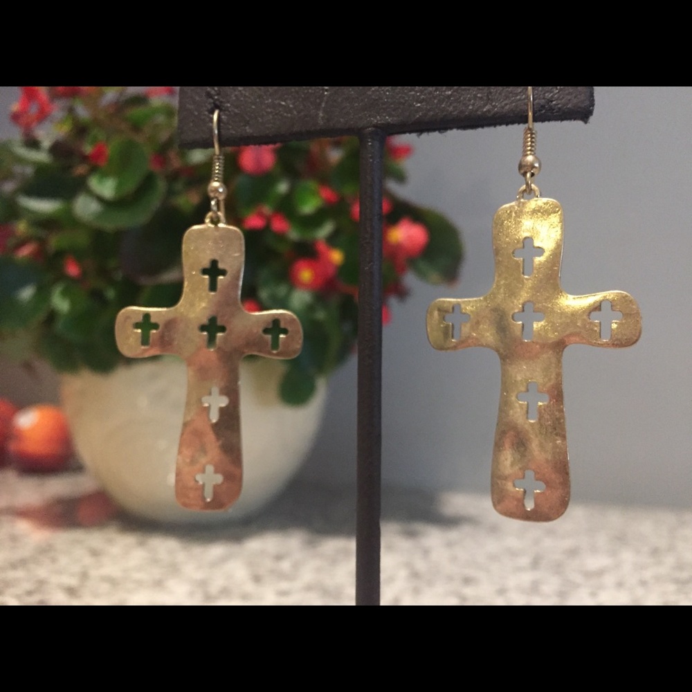 Gold CROSS Earrings